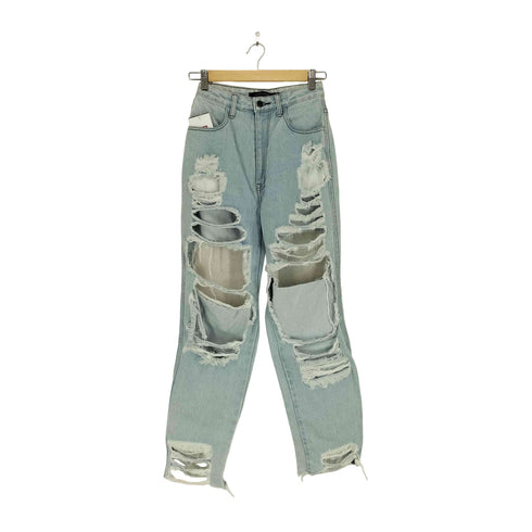 PONY STONE ジップフライダメージデニムパンツ cool レディース S