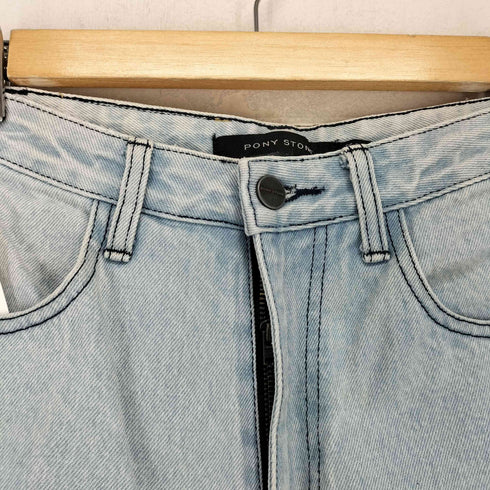 PONY STONE ジップフライダメージデニムパンツ cool レディース S
