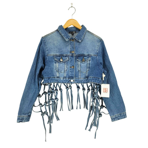 FASHION NOVA デザインクロップドデニムジャケット Y2K レディース XS
