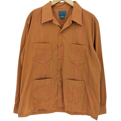 TropiCool 00s オープンカラー 長袖キューバシャツ メンズ import:M