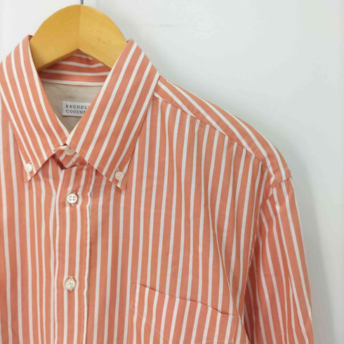 ブルネロ クチネリ Brunello Cucinelli イタリア製 ストライプ B.D.シャツ メンズ import:M