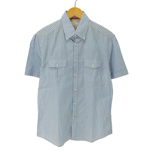 ブルネロ クチネリ Brunello Cucinelli イタリア製 ショートスリーブ ストライプ B.D.シャツ メンズ