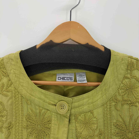 CHICO'S 刺繍デザインノーカラージャケット レディース JPN:2