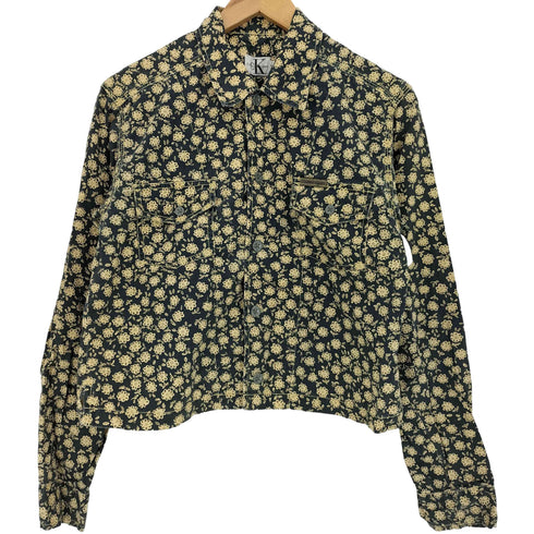 カルバンクラインジーンズ Calvin Klein Jeans フラワープリント ダブルポケット クロップド シャツジャケット レディース import:S