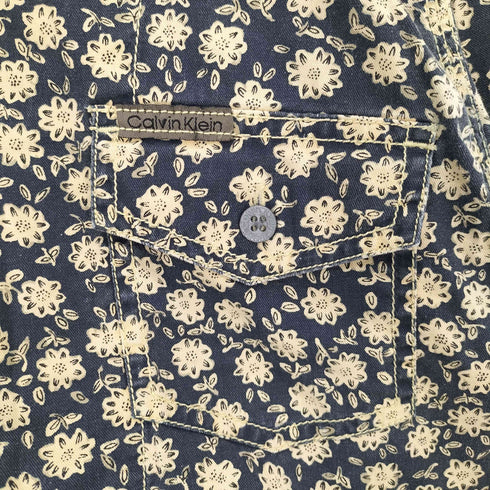 カルバンクラインジーンズ Calvin Klein Jeans フラワープリント ダブルポケット クロップド シャツジャケット レディース import:S