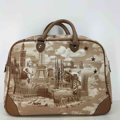 ジャンポールゴルチエ Jean Paul GAULTIER MADE IN ITALY 転写プリント パテントレザー ミニボストンバッグ メンズ