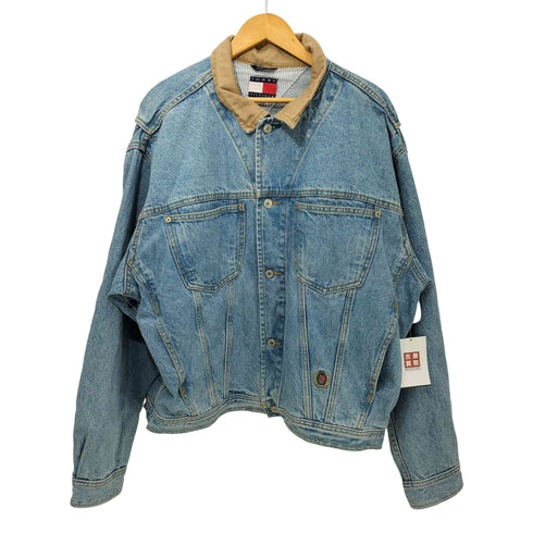 トミーヒルフィガー TOMMY HILFIGER エンブレム刺繍ロゴ デニムトラッカージャケット メンズ import:XL