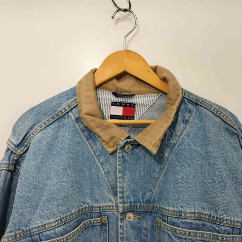 トミーヒルフィガー TOMMY HILFIGER エンブレム刺繍ロゴ デニムトラッカージャケット メンズ import:XL