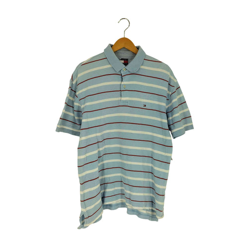 トミーヒルフィガー TOMMY HILFIGER 90S~00S ボーダー 鹿の子 ポロシャツ メンズ import:L