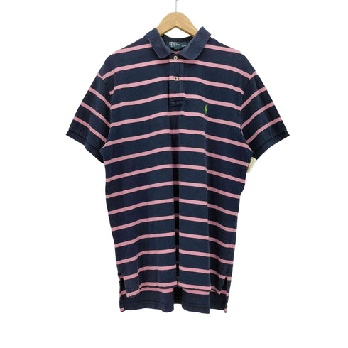 ポロバイラルフローレン Polo by RALPH LAUREN 90S ポニー 刺繍 ボーダー S/S ポロシャツ メンズ import:L