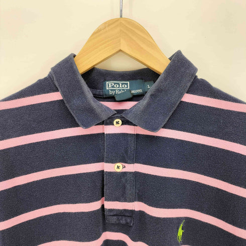 ポロバイラルフローレン Polo by RALPH LAUREN 90S ポニー 刺繍 ボーダー S/S ポロシャツ メンズ import:L