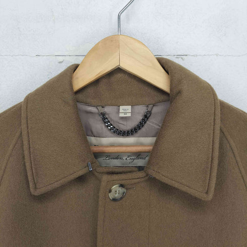 バーバリーロンドン BURBERRY LONDON MADE IN ITALY pure cashmere カシミヤ100 比翼ステンカラーコート メンズ EUR:44