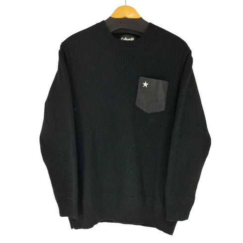 ショット Schott LEATHER POCKET CREWNECK SWEATER メンズ import:L