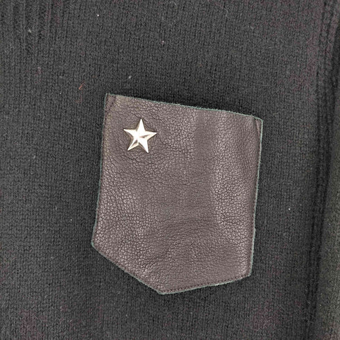 ショット Schott LEATHER POCKET CREWNECK SWEATER メンズ import:L