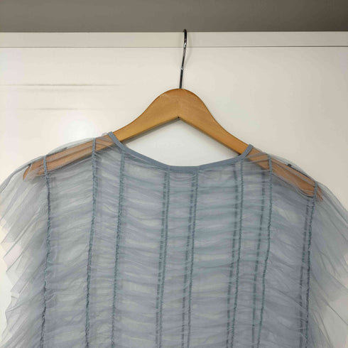 レイビームス Ray BEAMS 24SS シャーリング チュール フレンチスリーブ Tシャツ レディース