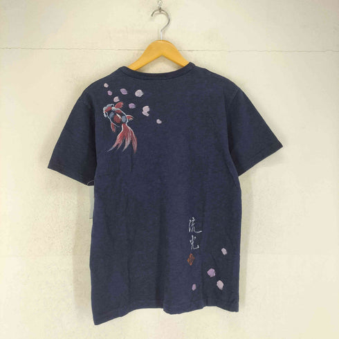 和柄 鯉 両面プリントクルーネックTシャツ メンズ M