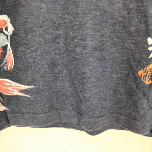 和柄 鯉 両面プリントクルーネックTシャツ メンズ M