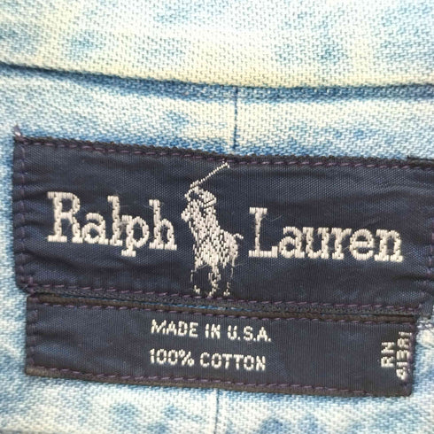ラルフローレン RALPH LAUREN 90s USA製 ボタンダウン ポニー刺繍 ロングスリーブデニムシャツ メンズ XL