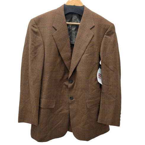 ランバンクラッシック LANVIN CLASSIQUE 80-90S OLD 裏地背抜き 織り 生地 サマーウール チェック 2B テーラード ジャケット メンズ 48