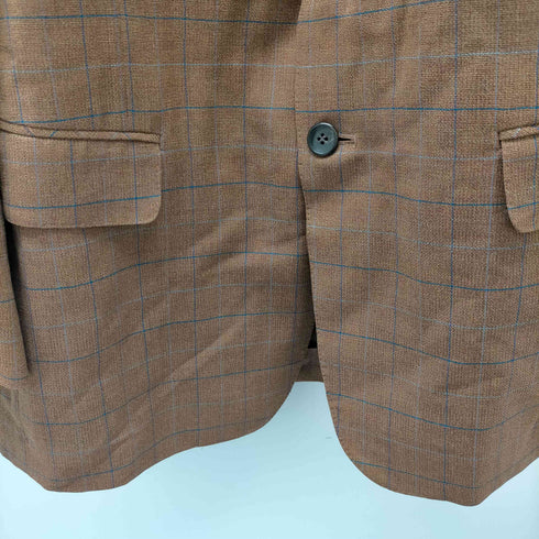 ランバンクラッシック LANVIN CLASSIQUE 80-90S OLD 裏地背抜き 織り 生地 サマーウール チェック 2B テーラード ジャケット メンズ 48