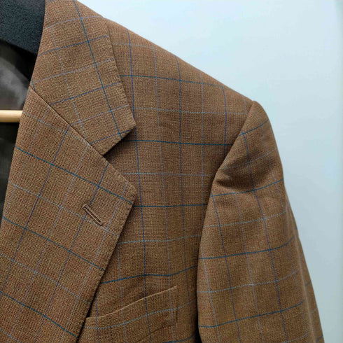 ランバンクラッシック LANVIN CLASSIQUE 80-90S OLD 裏地背抜き 織り 生地 サマーウール チェック 2B テーラード ジャケット メンズ 48