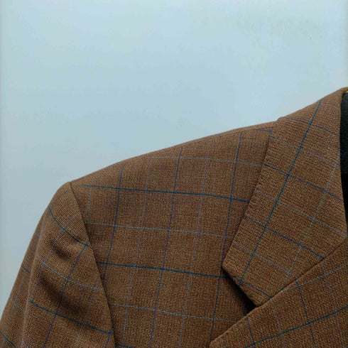 ランバンクラッシック LANVIN CLASSIQUE 80-90S OLD 裏地背抜き 織り 生地 サマーウール チェック 2B テーラード ジャケット メンズ 48