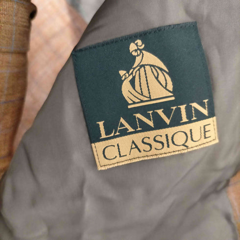 ランバンクラッシック LANVIN CLASSIQUE 80-90S OLD 裏地背抜き 織り 生地 サマーウール チェック 2B テーラード ジャケット メンズ 48