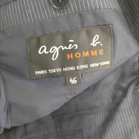 アニエスベーオム Agnes b.homme サンライズ期 裏地背抜き 混紡 ストライプ 2B テーラード ジャケット メンズ 46