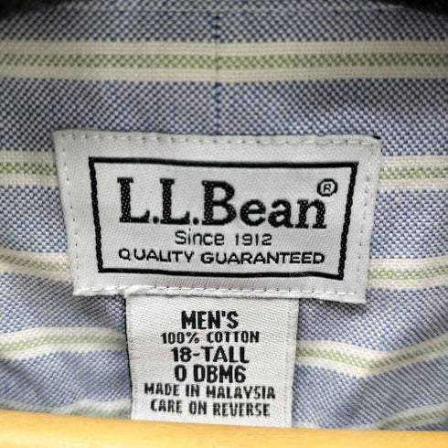 エルエルビーン L.L.Bean WRINKLE RESISTANT ストライプ S/S B.D シャツ メンズ 18-TALL