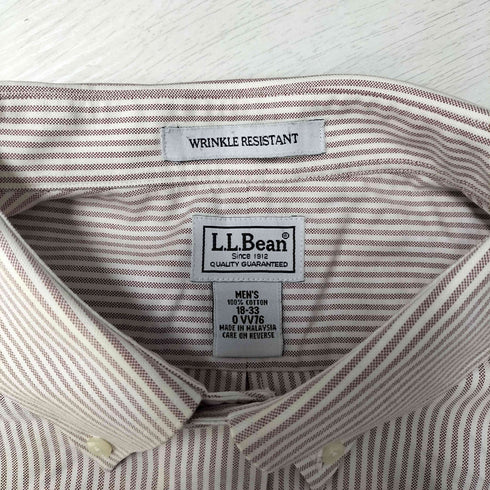 エルエルビーン L.L.Bean WRINKLE RESISTANT ストライプ L/S B.D シャツ メンズ 18-33