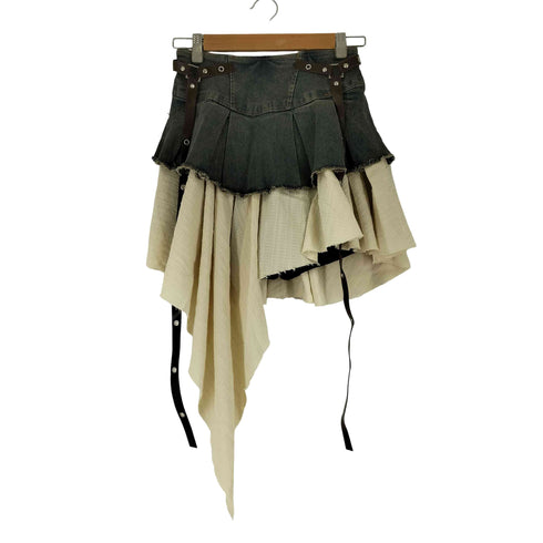 レイヤードデザイン アシンメデニムスカート レディース