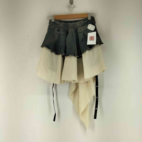 レイヤードデザイン アシンメデニムスカート レディース