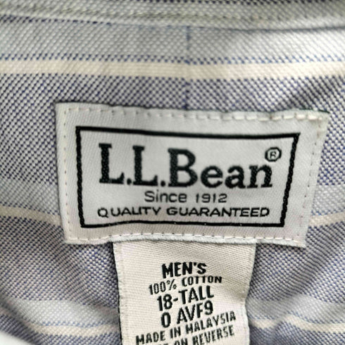 エルエルビーン L.L.Bean WRINKLE RESISTANT ストライプ S/S B.D シャツ メンズ 18-TALL