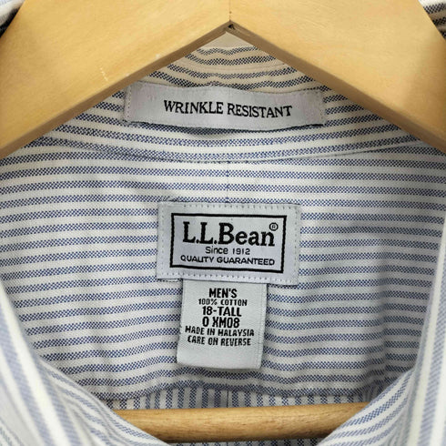 エルエルビーン L.L.Bean WRINKLE RESISTANT ストライプ S/S B.D シャツ メンズ 18-TALL