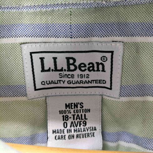 エルエルビーン L.L.Bean WRINKLE RESISTANT ストライプB.D 半袖シャツ メンズ 18-TALL