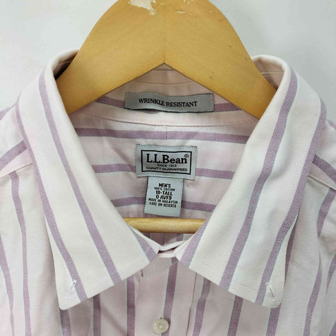 エルエルビーン L.L.Bean WRINKLE RESISTANT ストライプ S/S B.D シャツ メンズ 18-TALL