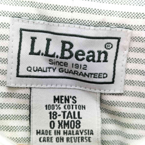 エルエルビーン L.L.Bean WRINKLE RESISTANT ストライプ S/S B.D シャツ メンズ 18-TALL