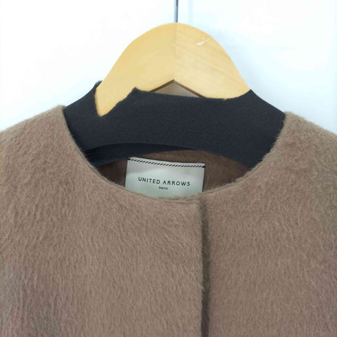 ユナイテッドアローズ UNITED ARROWS アルパカ シャギー ベルテッド ノーカラーコート レディース JPN:38