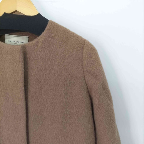 ユナイテッドアローズ UNITED ARROWS アルパカ シャギー ベルテッド ノーカラーコート レディース JPN:38