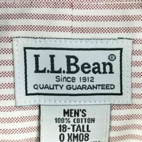 エルエルビーン L.L.Bean WRINKLE RESISTANT ストライプ S/S B.D シャツ メンズ 18-TALL