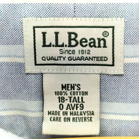 エルエルビーン L.L.Bean WRINKLE RESISTANT ストライプ S/S B.D シャツ メンズ 18-TALL