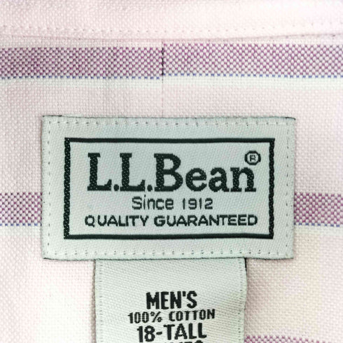 エルエルビーン L.L.Bean WRINKLE RESISTANT ストライプ S/S B.D シャツ メンズ 18-TALL