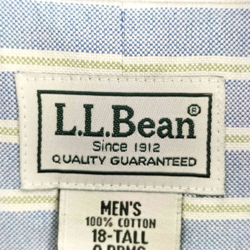 エルエルビーン L.L.Bean WRINKLE RESISTANT ストライプ S/S B.D シャツ メンズ 18-TALL