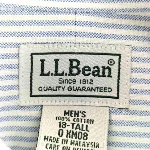 エルエルビーン L.L.Bean WRINKLE RESISTANT ストライプ S/S B.D シャツ メンズ 18-TALL