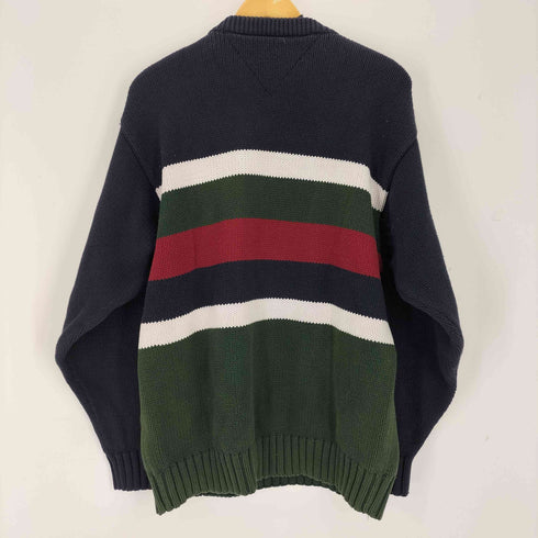 トミーヒルフィガー TOMMY HILFIGER フラッグタグ 刺繍 マルチカラーコットンクルーネックニット メンズ import:L
