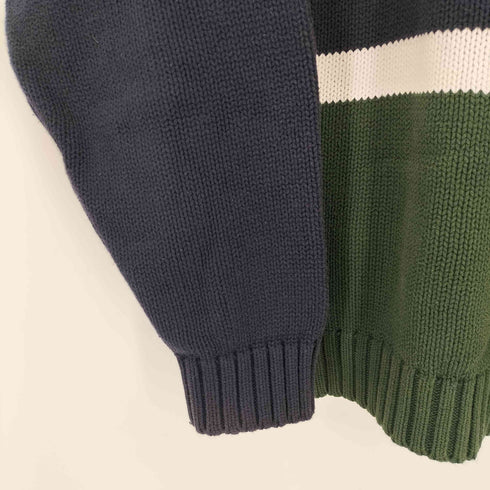 トミーヒルフィガー TOMMY HILFIGER フラッグタグ 刺繍 マルチカラーコットンクルーネックニット メンズ import:L