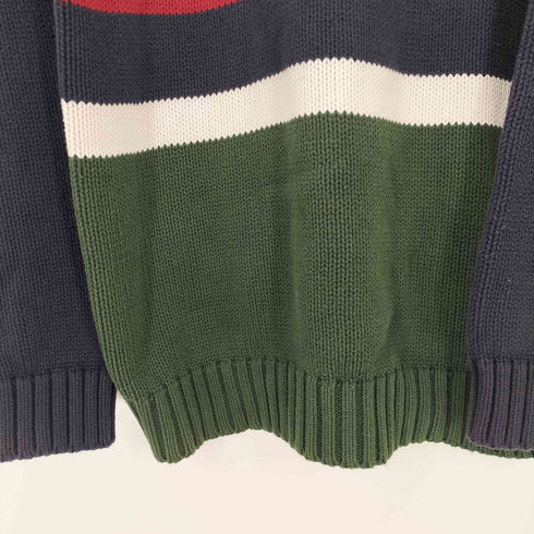 トミーヒルフィガー TOMMY HILFIGER フラッグタグ 刺繍 マルチカラーコットンクルーネックニット メンズ import:L