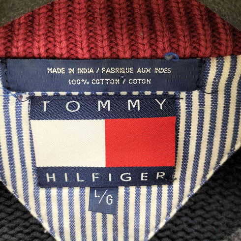トミーヒルフィガー TOMMY HILFIGER フラッグタグ 刺繍 マルチカラーコットンクルーネックニット メンズ import:L