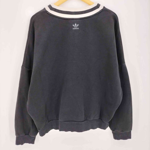 アディダスオリジナルス adidas Originals ロゴ刺繍 ビックロゴ ニット切替 Vネックスウェット トレーナー メンズ import:L