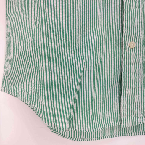 ポロラルフローレン POLO RALPH LAUREN 現行タグ CLASSIC FIT ポニー刺繍 シアサッカー ストライプ ボタンダウン半袖シャツ メンズ S P